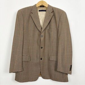 EUC Tommy Hilfiger Wool Men's‎ Brown Houndstooth Blazer Size 46R